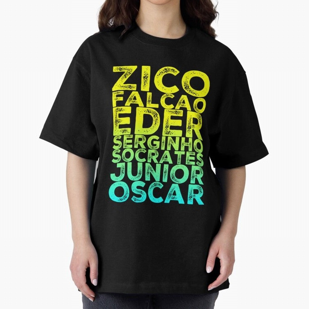 Brazil 1982 zico socrates eder best team never to win world cup79 Oversized T-Shirt Support Iconic Players in Global Football Passion for FIFA World Cup 2026, with Mbappe and Neymar, Portugal, Spain and Germany, Game Day Rituals, Football Legends,