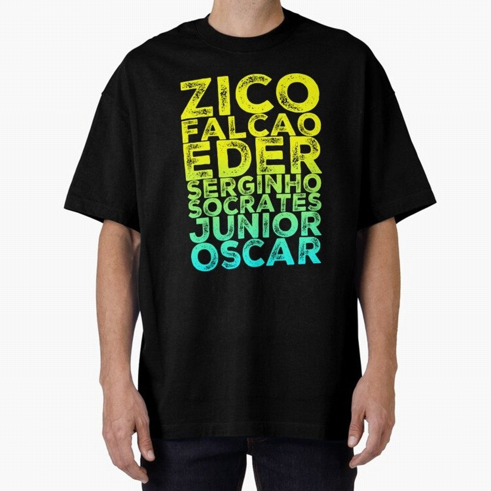 Brazil 1982 zico socrates eder best team never to win world cup79 Oversized T-Shirt Support Iconic Players in Global Football Passion for FIFA World Cup 2026, with Mbappe and Neymar, Portugal, Spain and Germany, Game Day Rituals, Football Legends,
