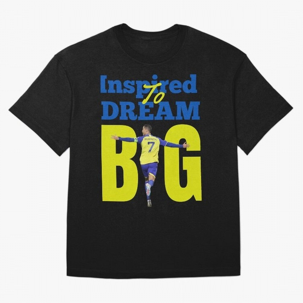 Inspired To Dream Big Oversized T-Shirt Wear the Spirit of the FIFA World Cup 2026 USA Canada Mexico Journey through Cristiano Ronaldo, Haaland and CR7 Highlights, Spain Pride, Retro Football Energy, Iconic Rivalries, Trophy Chase Drama and Stadium