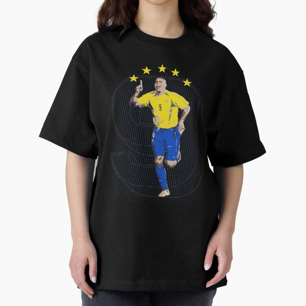 Ronaldo Fenomeno Oversized T-Shirt Show Your Love for FIFA World Cup 2026 Spirit, Highlighting Spain, CR7 and Messi, Vintage Soccer Flavor, Modern Football Stars, National Flags and Final Night Emotion; Perfect for People Who Love Argentina,