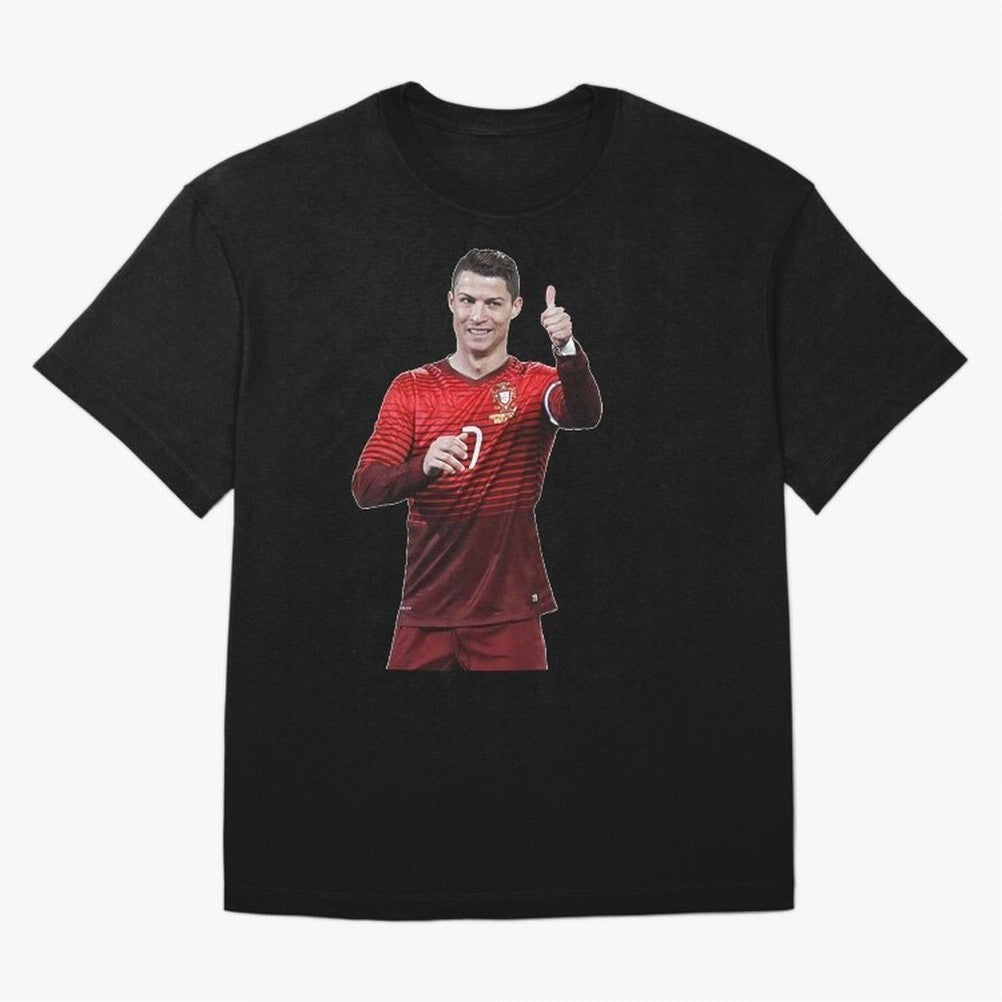 Ronaldo Thumbs Up Oversized T-Shirt Carry the Colors and Pride of the FIFA World Cup 2026 USA Canada Mexico Journey through Messi Highlights, England Pride, Match Day Excitement, Supporter Culture, Golden Goals and Global Football Passion; Ideal