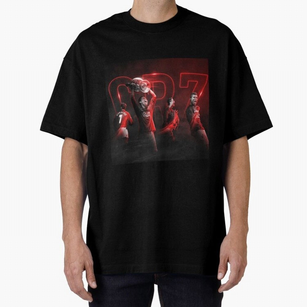 Cristiano Ronaldo in Manchester United Oversized T-Shirt Turn Up for FIFA World Cup 2026 Filled with CR7 and Messi, England, France and Netherlands Energy, Classic Soccer Heritage, Championship Pressure, Fan Loyalty and International Pride; Perfect