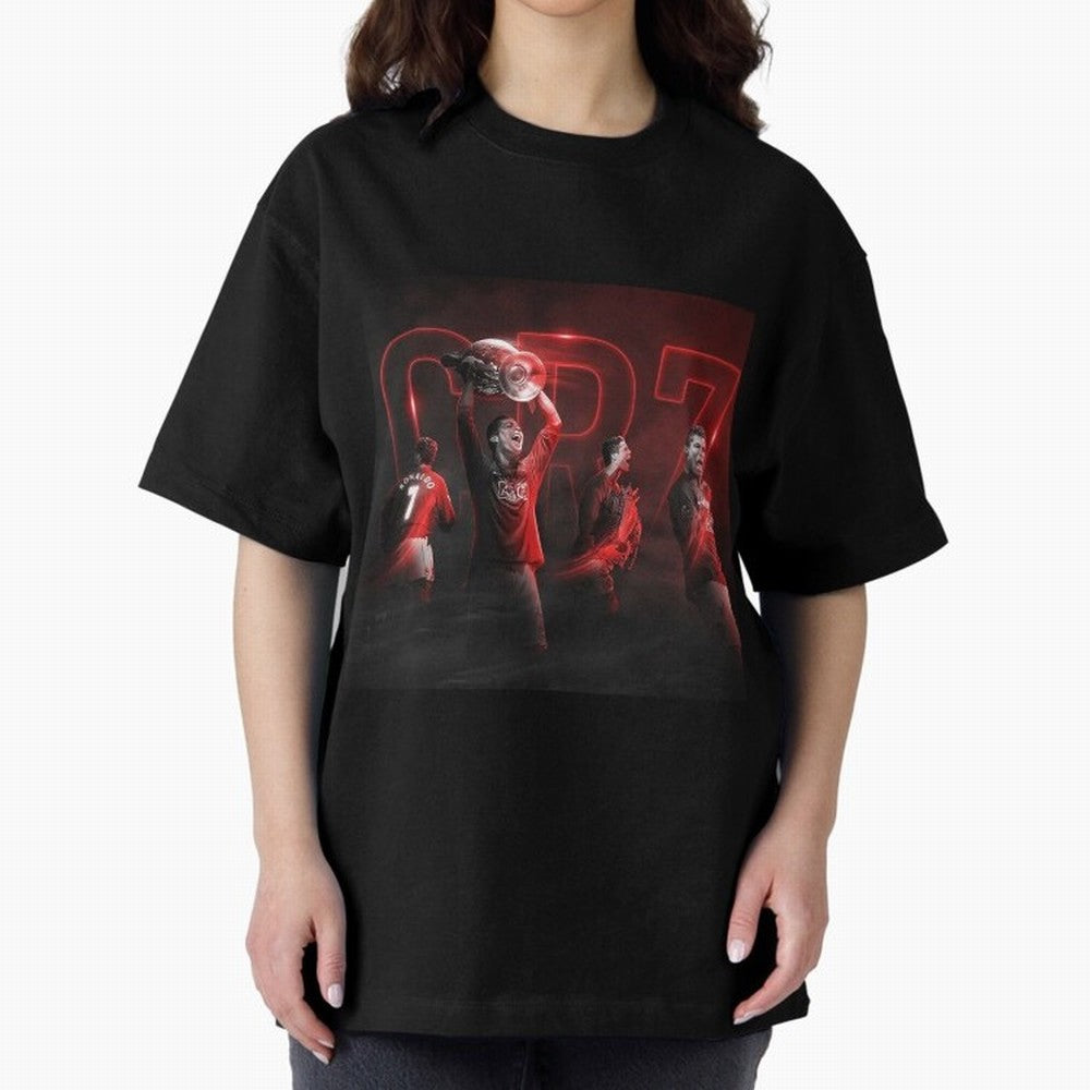 Cristiano Ronaldo in Manchester United Oversized T-Shirt Turn Up for FIFA World Cup 2026 Filled with CR7 and Messi, England, France and Netherlands Energy, Classic Soccer Heritage, Championship Pressure, Fan Loyalty and International Pride; Perfect