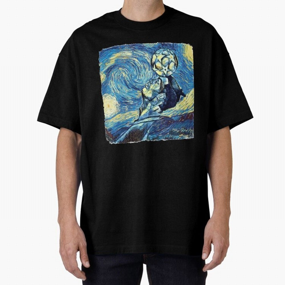 Ronaldo Ronaldo Van Gogh Style Oversized T-Shirt Enjoy FIFA World Cup 2026 Group Stage Spirit, Highlighting England, France and Netherlands, Neymar, Haaland and Cristiano Ronaldo, Football History, Final Match Energy, Crowd Noise and Once in a
