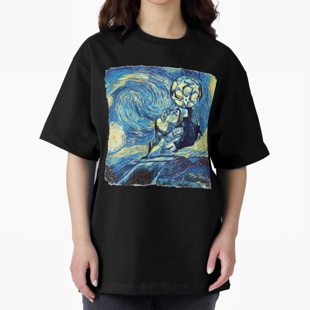 Ronaldo Ronaldo Van Gogh Style Oversized T-Shirt Enjoy FIFA World Cup 2026 Group Stage Spirit, Highlighting England, France and Netherlands, Neymar, Haaland and Cristiano Ronaldo, Football History, Final Match Energy, Crowd Noise and Once in a