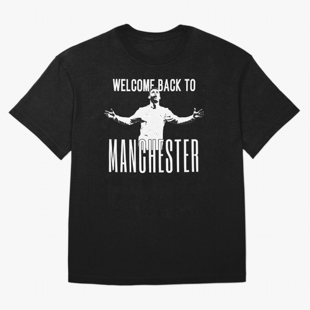 Welcome back to Manchester Ronaldo Oversized T-Shirt Show Your Love for FIFA World Cup 2026 USA Canada Mexico with CR7 and Messi, England, France and Netherlands Energy, Soccer Culture, Superstar Moments, National Team Dreams and Competitive Fire;
