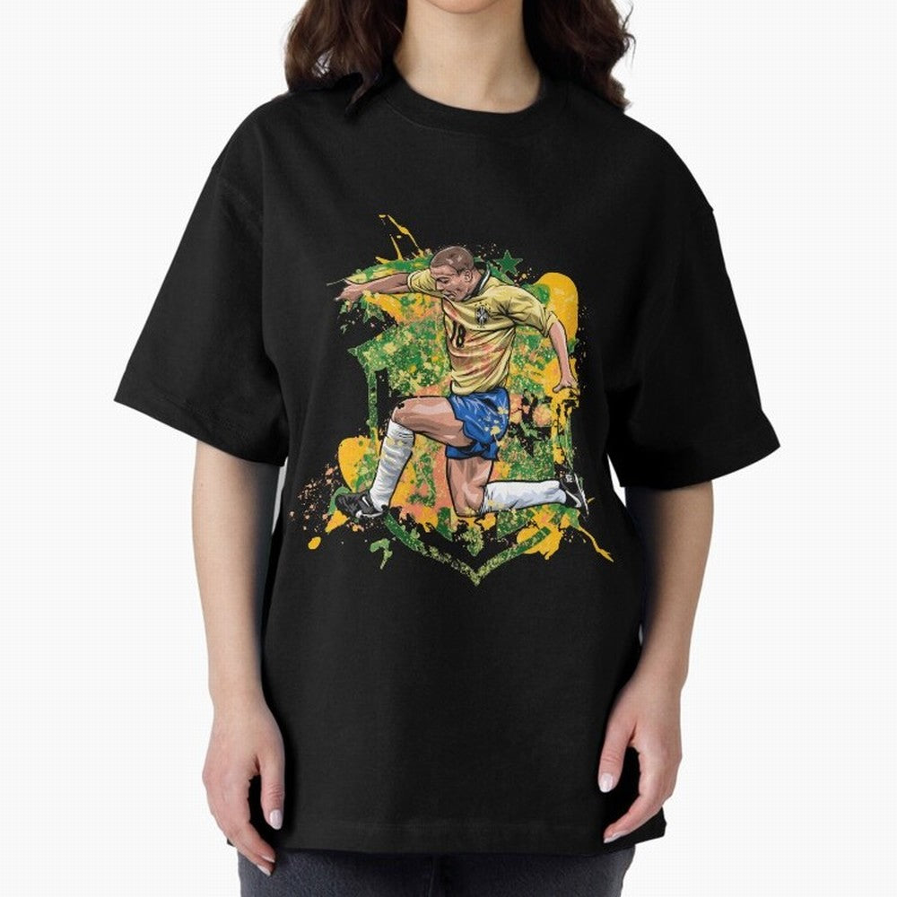 Ronaldo Nazario de Lima - Fenomeno do Brasil Oversized T-Shirt Upgrade Global Football Passion for FIFA World Cup 2026 Group Stage, Featuring Neymar, England, France and Netherlands, Vintage Soccer Flavor, Modern Football Stars, National Flags and