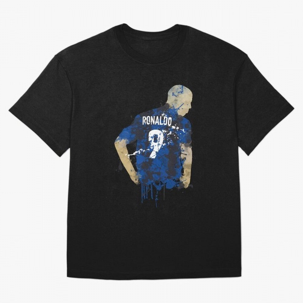 Ronaldo Number 9 Art Oversized T-Shirt Bring Home the FIFA World Cup 2026 Group Stage Journey through Neymar, Haaland and Cristiano Ronaldo Highlights, Portugal Pride, Retro Football Energy, Iconic Rivalries, Trophy Chase Drama and Stadium