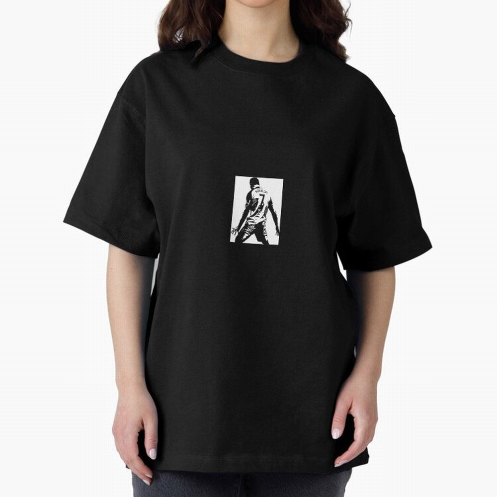 Ronaldo sticker Oversized T-Shirt Celebrate Classic Football Spirit in FIFA World Cup 2026 for Fans of CR7 and Messi and England and Germany, Bringing Football History, Final Match Energy, Crowd Noise and Once in a Lifetime Moments; Great for Watch
