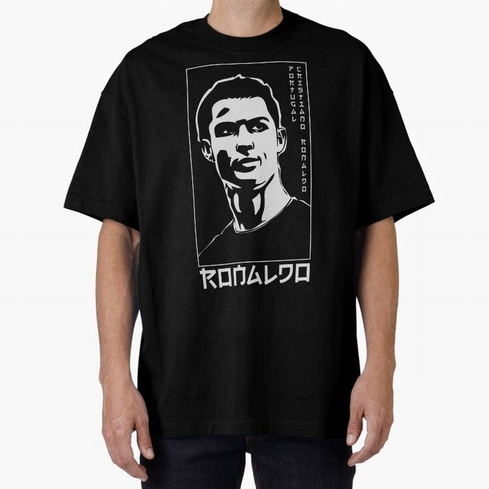 Ronaldo Japanese Style Portrait art illustration Oversized T-Shirt Celebrate Global Passion for Match Day Hype around FIFA World Cup 2026 USA Canada Mexico, Haaland and Mbappe, England and Germany, Global Supporter Spirit, Legendary Goals, National