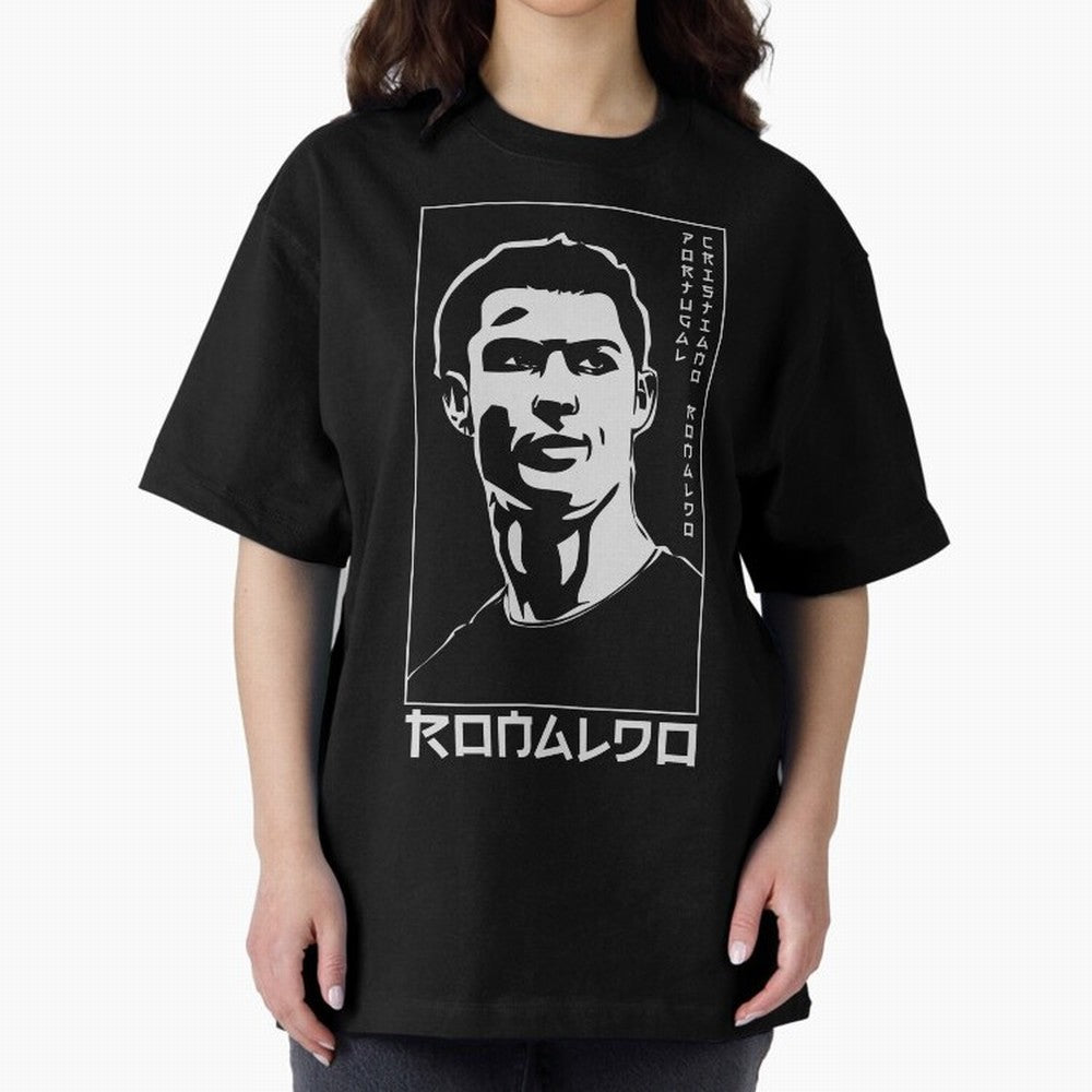 Ronaldo Japanese Style Portrait art illustration Oversized T-Shirt Celebrate Global Passion for Match Day Hype around FIFA World Cup 2026 USA Canada Mexico, Haaland and Mbappe, England and Germany, Global Supporter Spirit, Legendary Goals, National