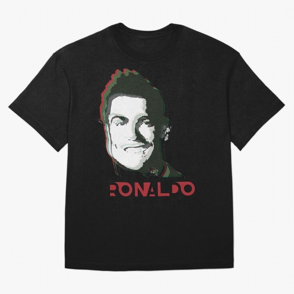 Portugal Football Captain Cristiano Ronaldo 3D Anaglyph Portrait Oversized T-Shirt Bring Global Tournament Vibes to FIFA World Cup 2026 Group Stage for Fans of Messi, CR7 and Mbappe and Brazil, Portugal and Argentina, Bringing Football History,