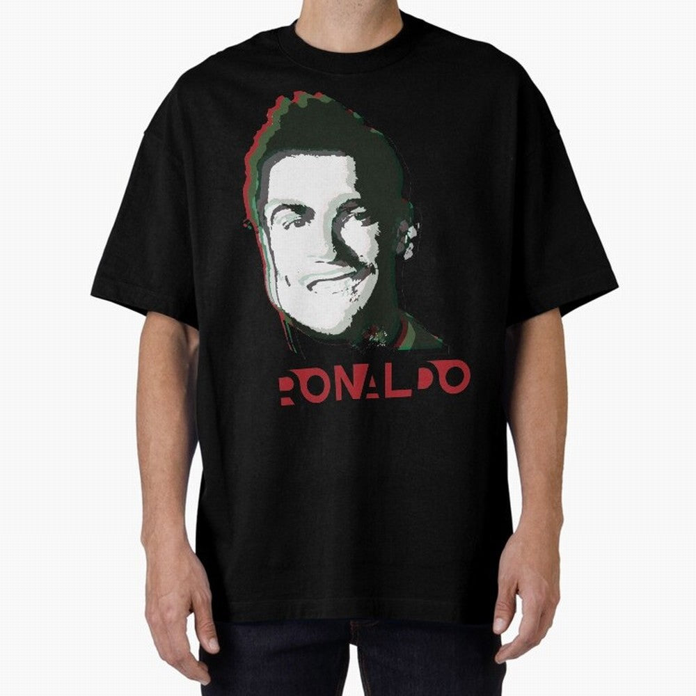 Portugal Football Captain Cristiano Ronaldo 3D Anaglyph Portrait Oversized T-Shirt Bring Global Tournament Vibes to FIFA World Cup 2026 Group Stage for Fans of Messi, CR7 and Mbappe and Brazil, Portugal and Argentina, Bringing Football History,
