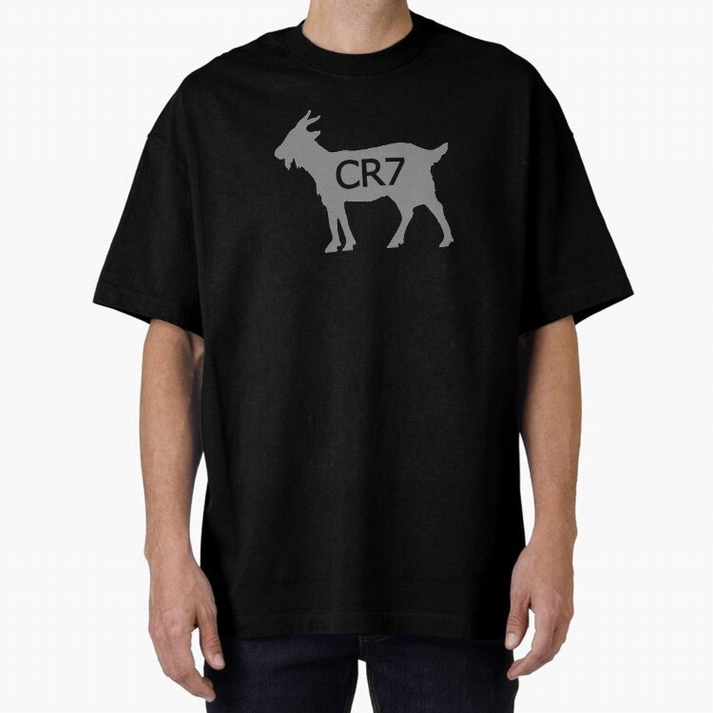 CR7 GOAT Grey 2 Oversized T-Shirt Represent the Passion of Match Day Hype around FIFA World Cup 2026 Group Stage, Messi, France and Portugal, Stadium Chants, National Pride, Trophy Dreams and Unforgettable Football Memories; Perfect for Supporters