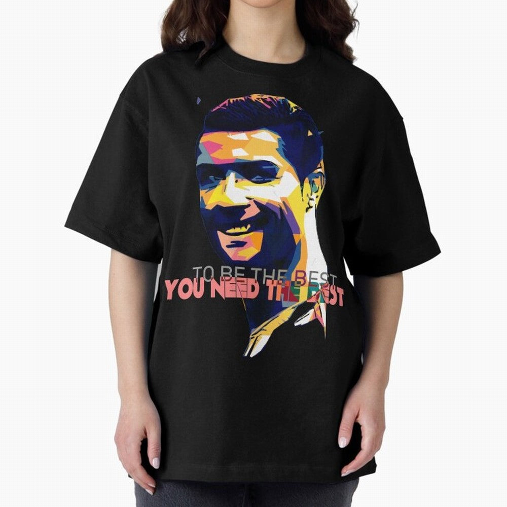 Cristiano Ronaldo To be the best, you need the best Quote Pop art Oversized T-Shirt Feel the Heartbeat of Global Football Passion for FIFA World Cup 2026 USA Canada Mexico, Inspired by Haaland and Mbappe, Portugal, Tournament Hype, Historic