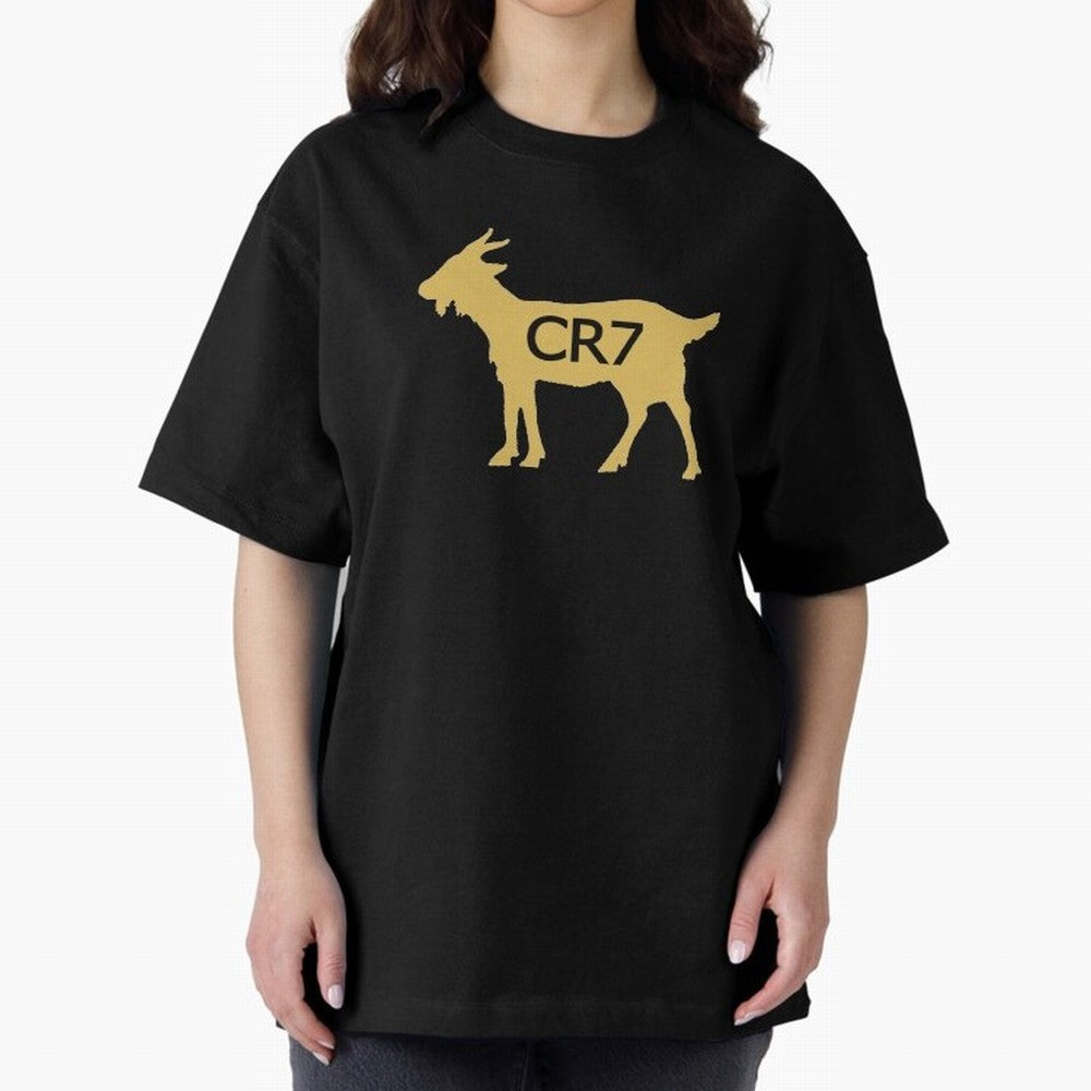 CR7 GOAT Gold Oversized T-Shirt Represent the FIFA World Cup 2026 Group Stage Journey through Haaland Highlights, Argentina Pride, Vintage Soccer Flavor, Modern Football Stars, National Flags and Final Night Emotion; Created for Match Day Parties,