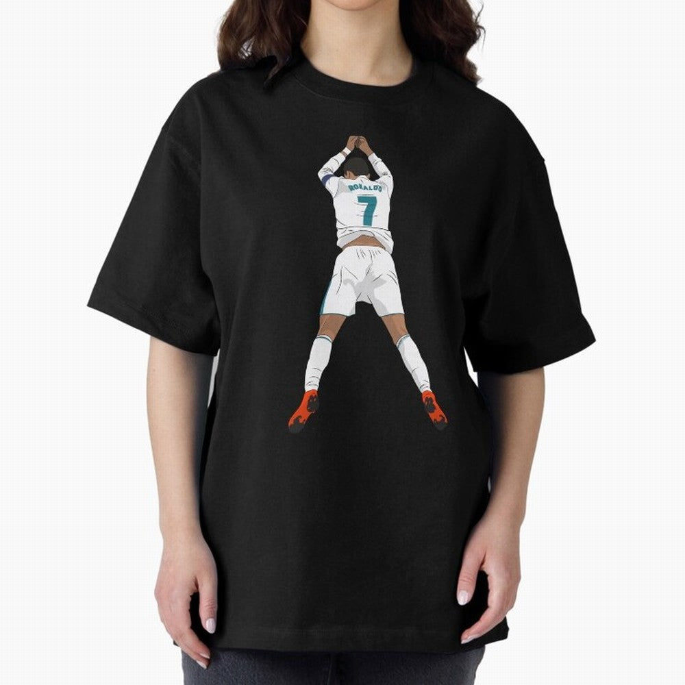 Cristiano Ronaldo Iconic Celebration Oversized T-Shirt Fuel Your Fan Pride for FIFA World Cup 2026 Group Stage Highlighting Messi and Cristiano Ronaldo, Portugal Energy, Football Passion, Legendary Performances, Festival Vibes and Supporter