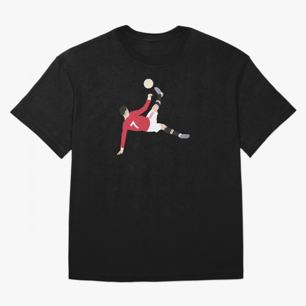 Cristiano Ronaldo Bicycle Kick MUFC Oversized T-Shirt Celebrate Classic Football Spirit in Match Day Hype around FIFA World Cup 2026 Group Stage, Messi, Neymar and Mbappe, France and Portugal, Sports Nostalgia, International Competition, Famous