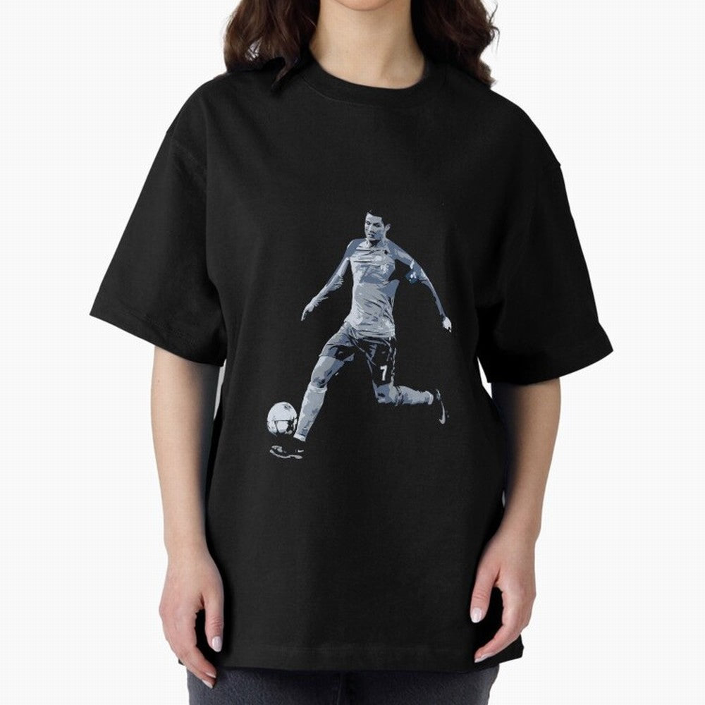 Soccer Football Art, Cristiano Ronaldo Oversized T-Shirt Celebrate Rivalries and Pride in FIFA World Cup 2026 USA Canada Mexico Spirit, Celebrating Spain, Haaland and Mbappe, Classic Soccer Heritage, Championship Pressure, Fan Loyalty and