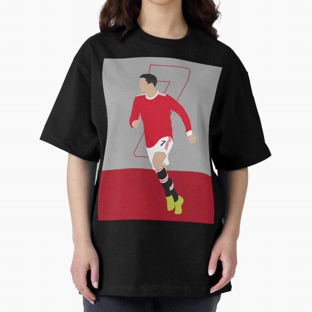 Cristiano Ronaldo 2021/22 Illustration Oversized T-Shirt Treasure FIFA World Cup 2026 USA Canada Mexico for Fans of Messi and Cristiano Ronaldo and England and Germany, Bringing Vintage Soccer Flavor, Modern Football Stars, National Flags and Final