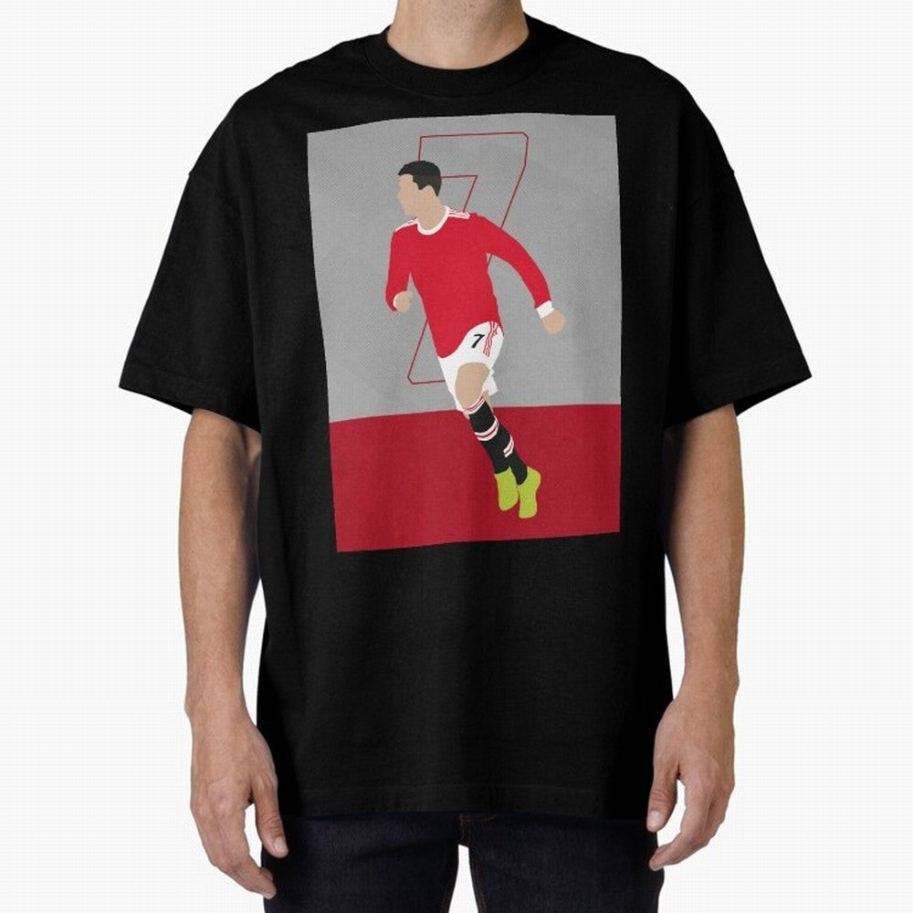 Cristiano Ronaldo 2021/22 Illustration Oversized T-Shirt Treasure FIFA World Cup 2026 USA Canada Mexico for Fans of Messi and Cristiano Ronaldo and England and Germany, Bringing Vintage Soccer Flavor, Modern Football Stars, National Flags and Final