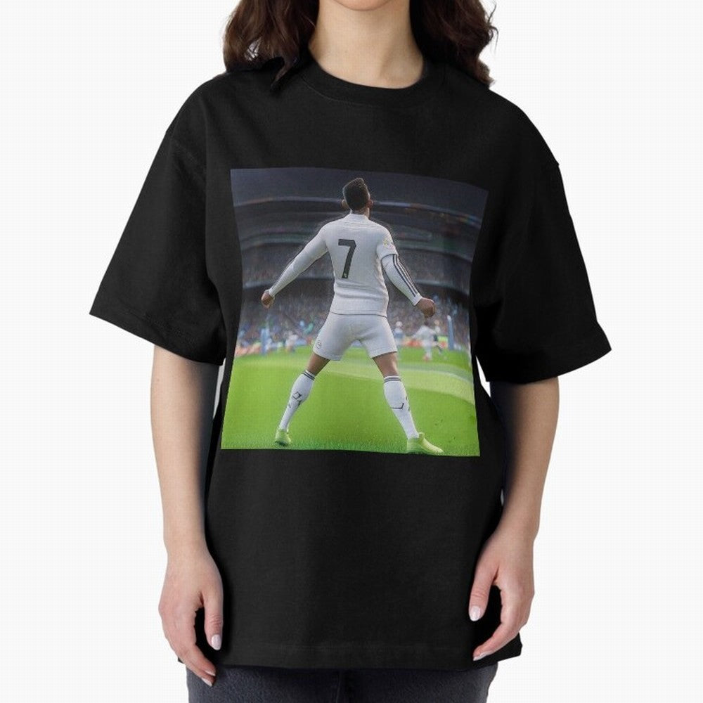 Ronaldo caricature Oversized T-Shirt Celebrate FIFA World Cup 2026 Group Stage Made for CR7 and Messi, Brazil, Portugal and Argentina Energy, Goal Celebration Energy, Supporter Heritage, Football Icons and Worldwide Tournament Joy; Ideal for Fans