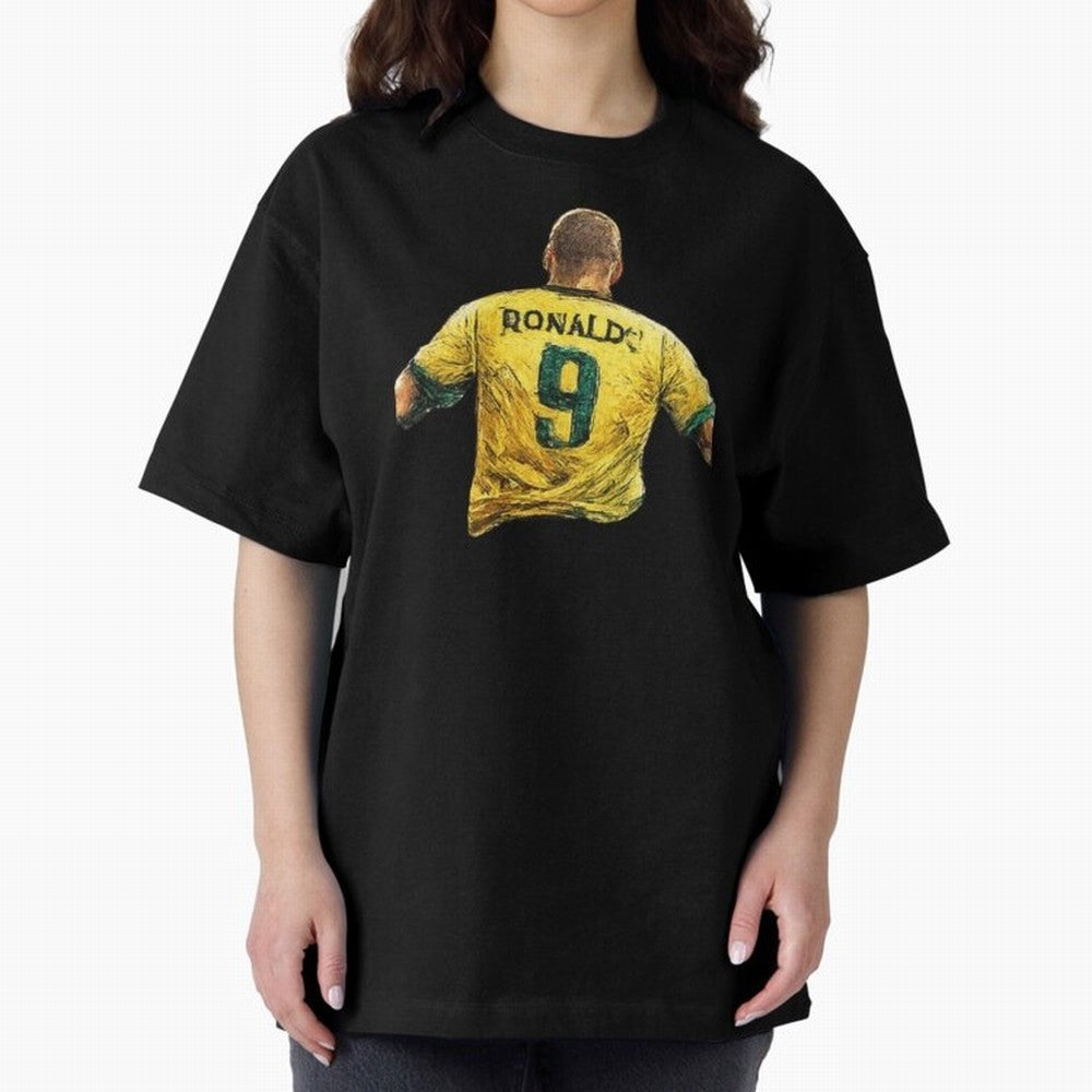 Brazilian Football Legend No.9 Vintage Streetwear Design Oversized T-Shirt Live for the Drama of FIFA World Cup 2026 Spirit, Filled with France and Portugal, Messi, Neymar and Mbappe, Soccer Culture, Superstar Moments, National Team Dreams and