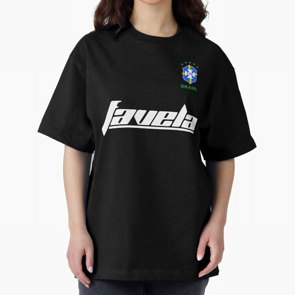 Brasil CBF WorldCup Favela Oversized T-Shirt Remember Iconic Moments from FIFA World Cup 2026 USA Canada Mexico Capturing CR7, France Energy, Fan Favorite Moments, National Team Passion, Big Match Drama and Soccer History; Great for Supporters Who