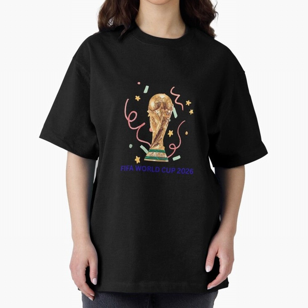 FIFA World Cup 2026 Oversized T-Shirt Bring Match Day Fire to FIFA World Cup 2026 Group Stage Spirit, Highlighting England and Germany, Messi and Cristiano Ronaldo, Retro Football Energy, Iconic Rivalries, Trophy Chase Drama and Stadium Atmosphere;