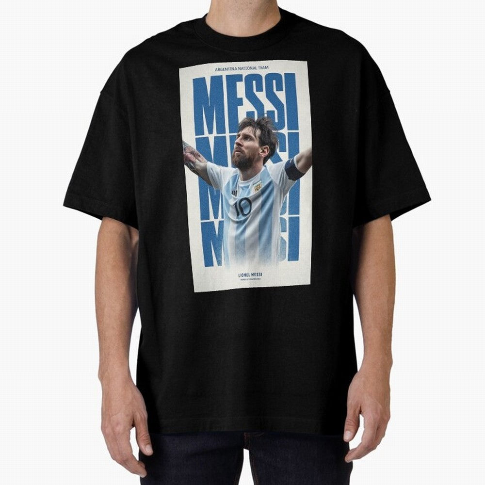 Messi Champion Graphic Oversized T-Shirt Represent Football Lovers during FIFA World Cup 2026 USA Canada Mexico for Fans of Haaland and Brazil, Bringing Global Supporter Spirit, Legendary Goals, National Colors and Tournament Celebration; Great for