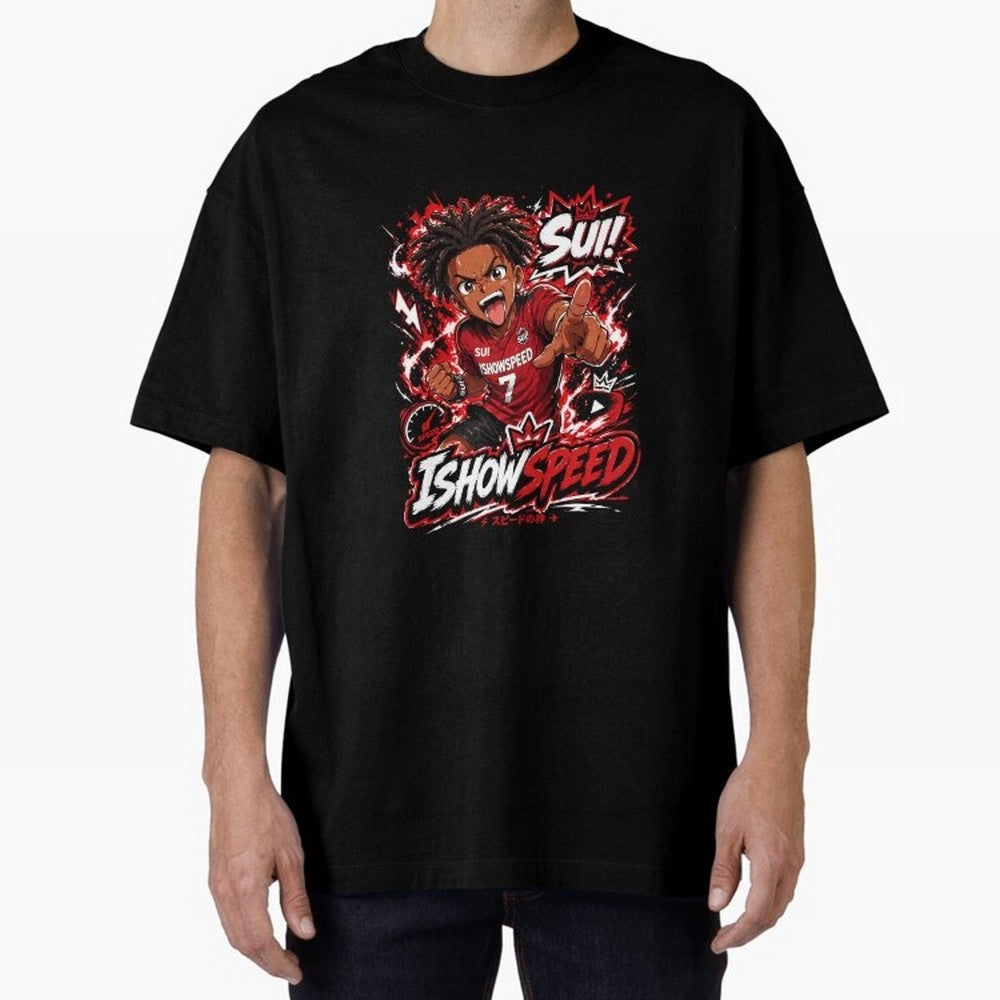 I Show Speed SUI Anime poster | Hype art Red Black Streewear Oversized T-Shirt Enjoy the Biggest Football Party of the FIFA World Cup 2026 Journey through CR7 Highlights, England Pride, Stadium Chants, National Pride, Trophy Dreams and
