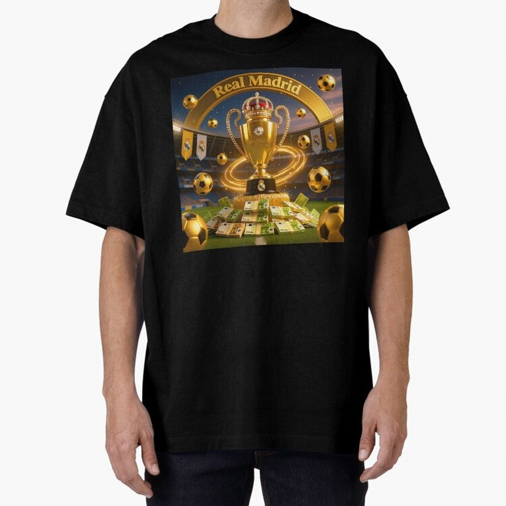 The Wealth of Real Madrid Oversized T-Shirt Relive the Noise and Pride of FIFA World Cup 2026 USA Canada Mexico for Fans of Cristiano Ronaldo and Spain, Bringing Championship Spirit, Famous Goals, Roaring Crowds and International Football Unity;