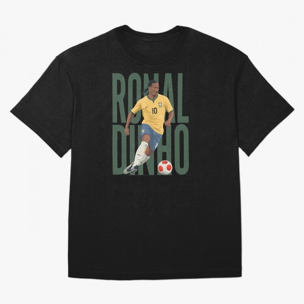 Ronaldinho Gaucho in action Minimalist Graphic Oversized T-Shirt Celebrate Fan Culture around FIFA World Cup 2026 Spirit, Made for Argentina, Messi, Goal Celebration Energy, Supporter Heritage, Football Icons and Worldwide Tournament Joy; Great for