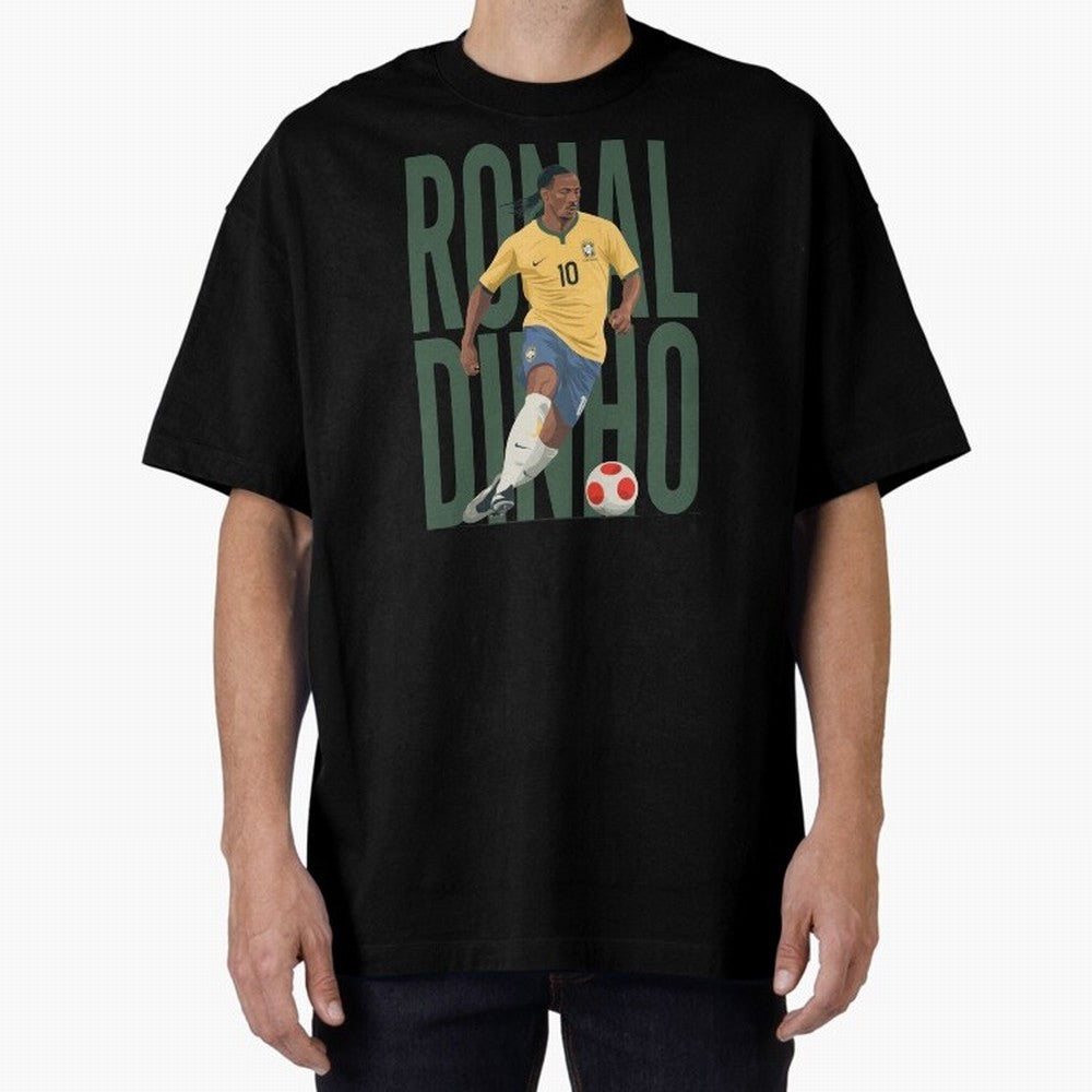 Ronaldinho Gaucho in action Minimalist Graphic Oversized T-Shirt Celebrate Fan Culture around FIFA World Cup 2026 Spirit, Made for Argentina, Messi, Goal Celebration Energy, Supporter Heritage, Football Icons and Worldwide Tournament Joy; Great for