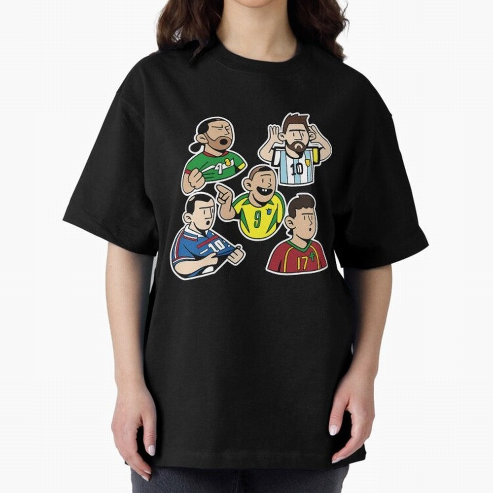 Soccer players Oversized T-Shirt Celebrate Fan Culture around Match Day Hype around FIFA World Cup 2026 Group Stage, Messi, CR7 and Mbappe, Portugal, Global Supporter Spirit, Legendary Goals, National Colors and Tournament Celebration; Made for Die