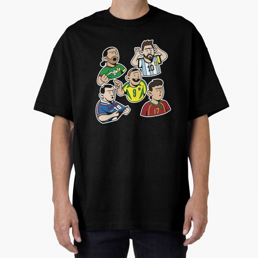 Soccer players Oversized T-Shirt Celebrate Fan Culture around Match Day Hype around FIFA World Cup 2026 Group Stage, Messi, CR7 and Mbappe, Portugal, Global Supporter Spirit, Legendary Goals, National Colors and Tournament Celebration; Made for Die