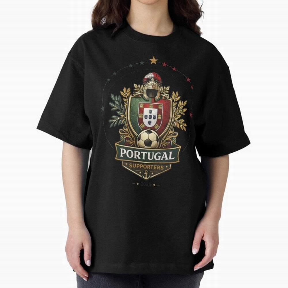 Portugal 2026 Football Crest ¨C Portuguese Soccer Supporters Pride Design Oversized T-Shirt Make Every Match About Match Day Hype around FIFA World Cup 2026, CR7 and Messi, England and Germany, Match Day Excitement, Supporter Culture, Golden Goals