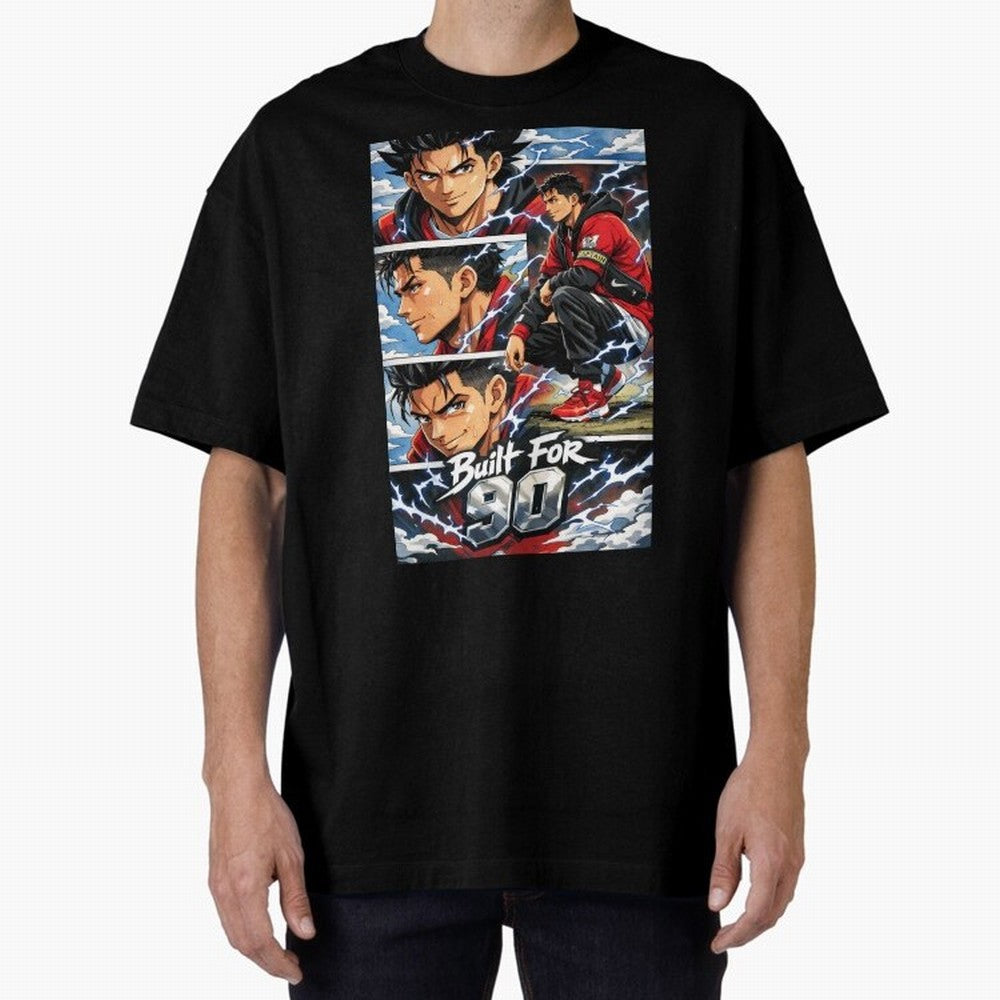 Built for 90 ¨C Anime Streetwear Football Art Oversized T-Shirt Support Iconic Players in the FIFA World Cup 2026 USA Canada Mexico Journey through Mbappe and Neymar Highlights, England and Germany Pride, Retro Football Energy, Iconic Rivalries,