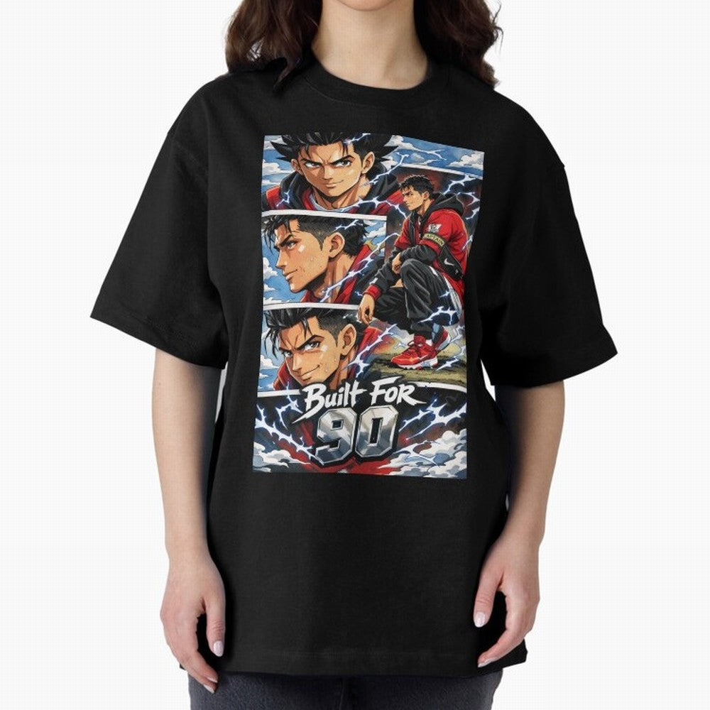 Built for 90 ¨C Anime Streetwear Football Art Oversized T-Shirt Support Iconic Players in the FIFA World Cup 2026 USA Canada Mexico Journey through Mbappe and Neymar Highlights, England and Germany Pride, Retro Football Energy, Iconic Rivalries,