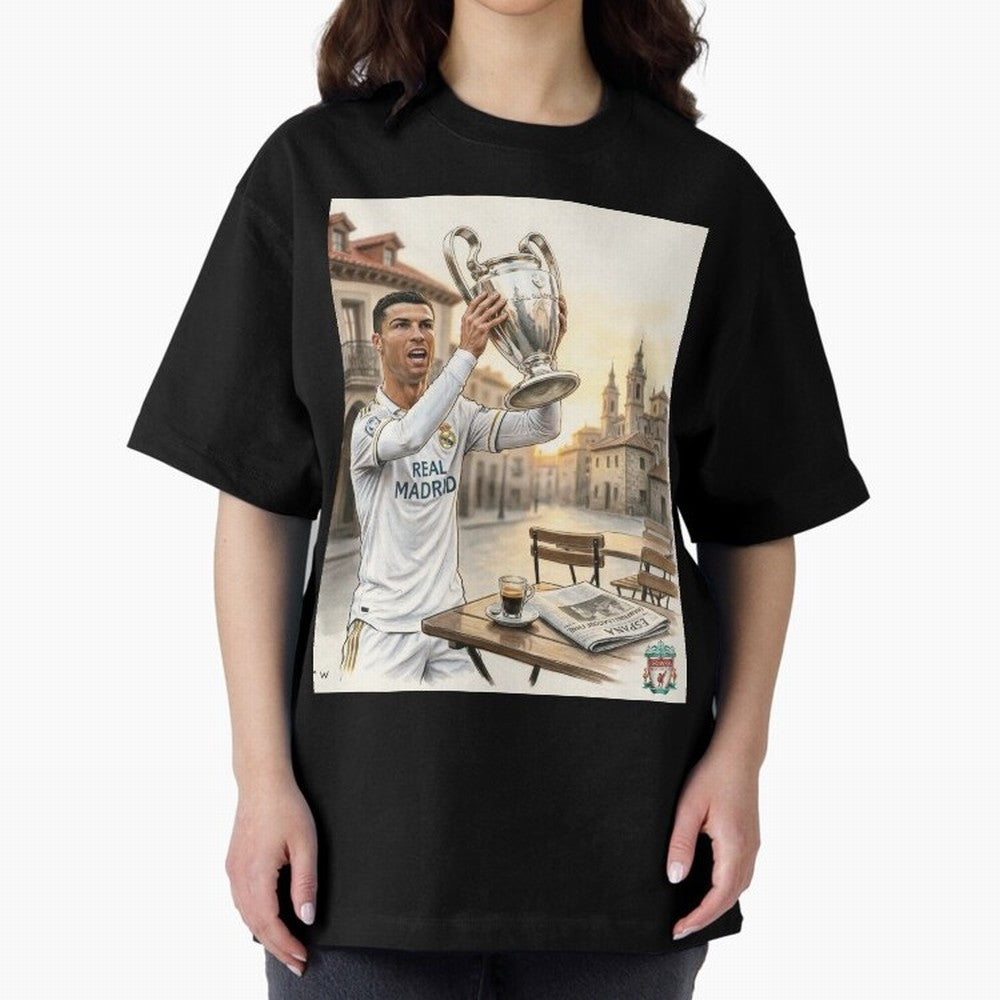Madrid Oversized T-Shirt Celebrate Rivalries and Pride in FIFA World Cup 2026 Group Stage Spirit, Capturing Argentina, Mbappe and Neymar, Supporter Pride, Iconic Celebrations, Legendary Names and Global Match Day Energy; Perfect for People Who Love