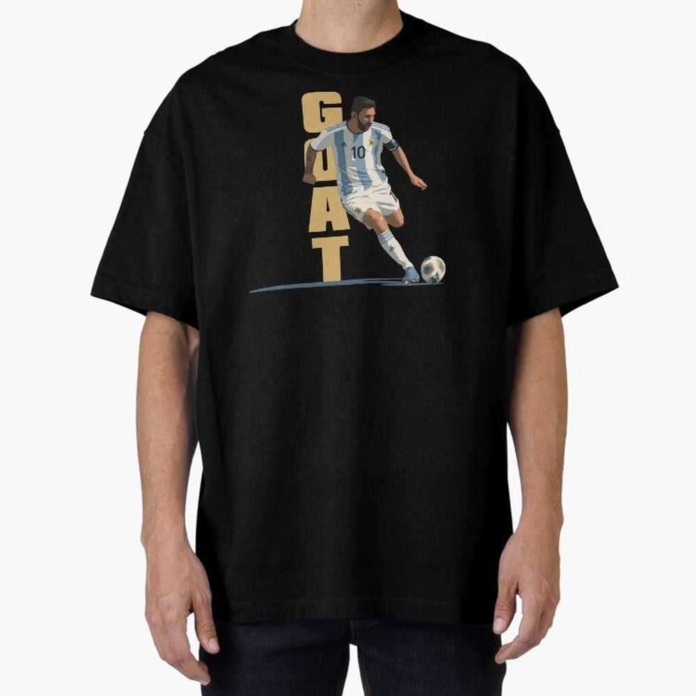 Messi in action GOAT Minimalist Graphic Oversized T-Shirt Make Every Match About FIFA World Cup 2026 Group Stage Spirit, Highlighting France and Portugal, Cristiano Ronaldo, Fan Favorite Moments, National Team Passion, Big Match Drama and Soccer