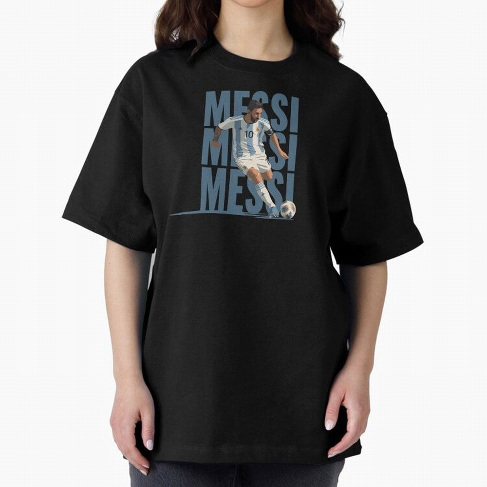 Messi in action Minimalist Graphic Oversized T-Shirt Create Global Football Passion for FIFA World Cup 2026 USA Canada Mexico, Celebrating Haaland, France, Supporter Pride, Iconic Celebrations, Legendary Names and Global Match Day Energy; Great for