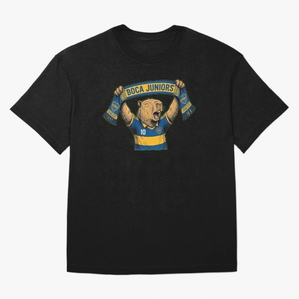 Capybara Boca Juniors Fan ¨C Funny Soccer Sticker Oversized T-Shirt Remember Iconic Moments from FIFA World Cup 2026 USA Canada Mexico for Fans of Haaland and Mbappe and Argentina, France and Brazil, Bringing Tournament Hype, Historic Matchups,
