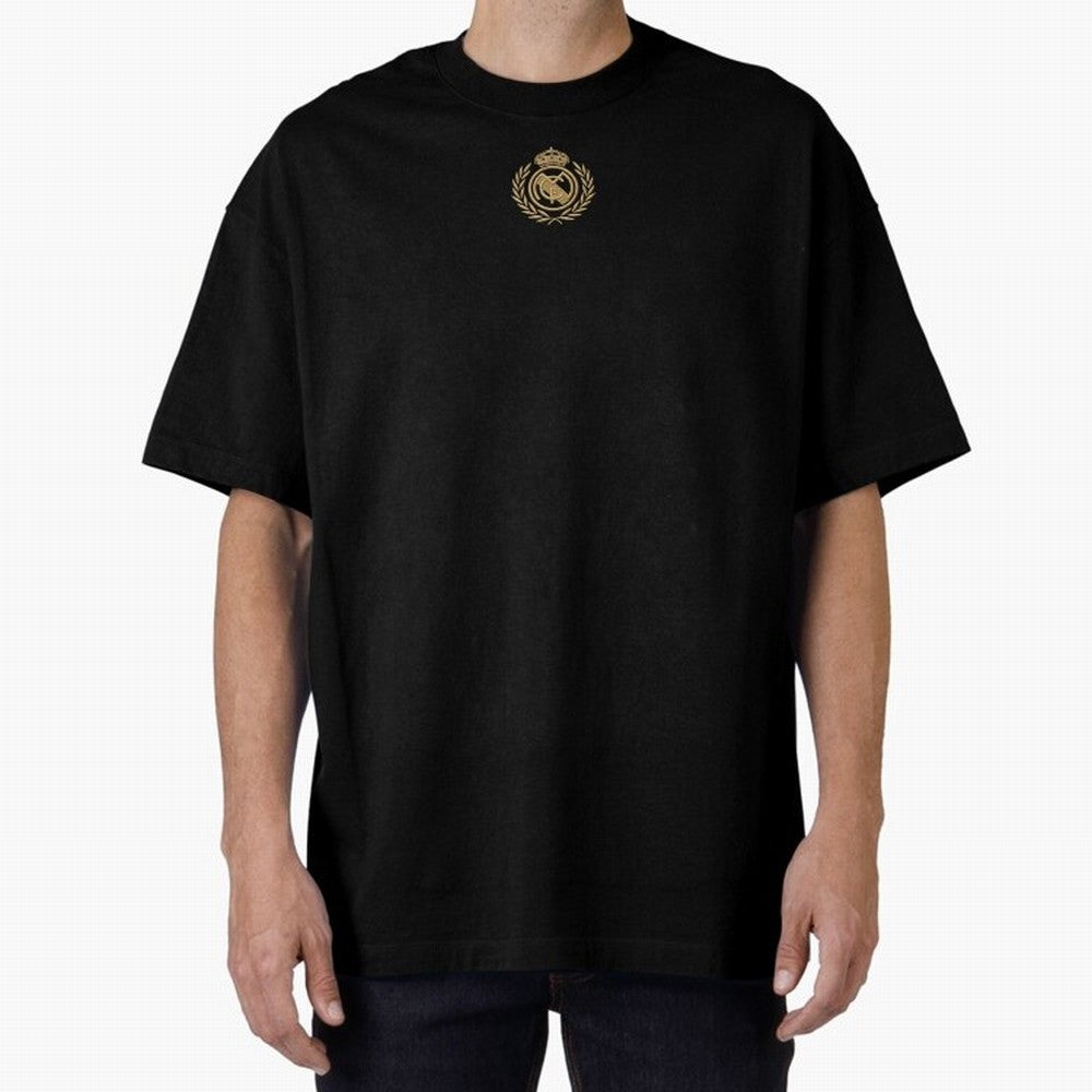 REAL MADRID GOLDEN EMBROIDERY Oversized T-Shirt Honor Football Greatness during Match Day Hype around FIFA World Cup 2026 Group Stage, Mbappe and Neymar, France and Portugal, Global Supporter Spirit, Legendary Goals, National Colors and Tournament