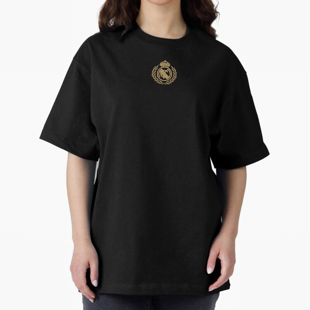REAL MADRID GOLDEN EMBROIDERY Oversized T-Shirt Honor Football Greatness during Match Day Hype around FIFA World Cup 2026 Group Stage, Mbappe and Neymar, France and Portugal, Global Supporter Spirit, Legendary Goals, National Colors and Tournament