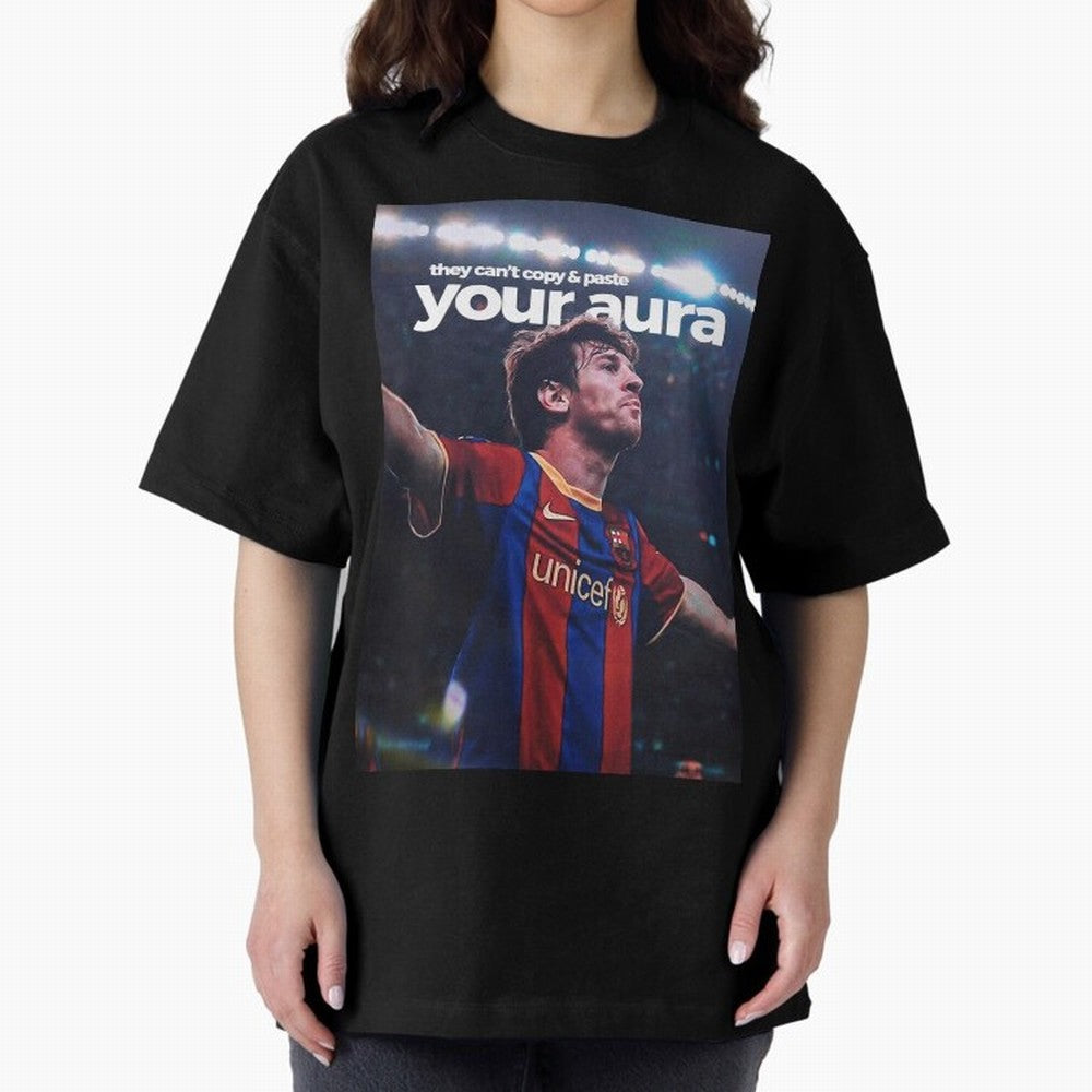 Lionel Messi - They can't copy & paste your aura Oversized T-Shirt Honor the Beautiful Game during FIFA World Cup 2026 Group Stage Spirit, with Argentina and Brazil, Cristiano Ronaldo, Haaland and CR7, Match Day Excitement, Supporter Culture,