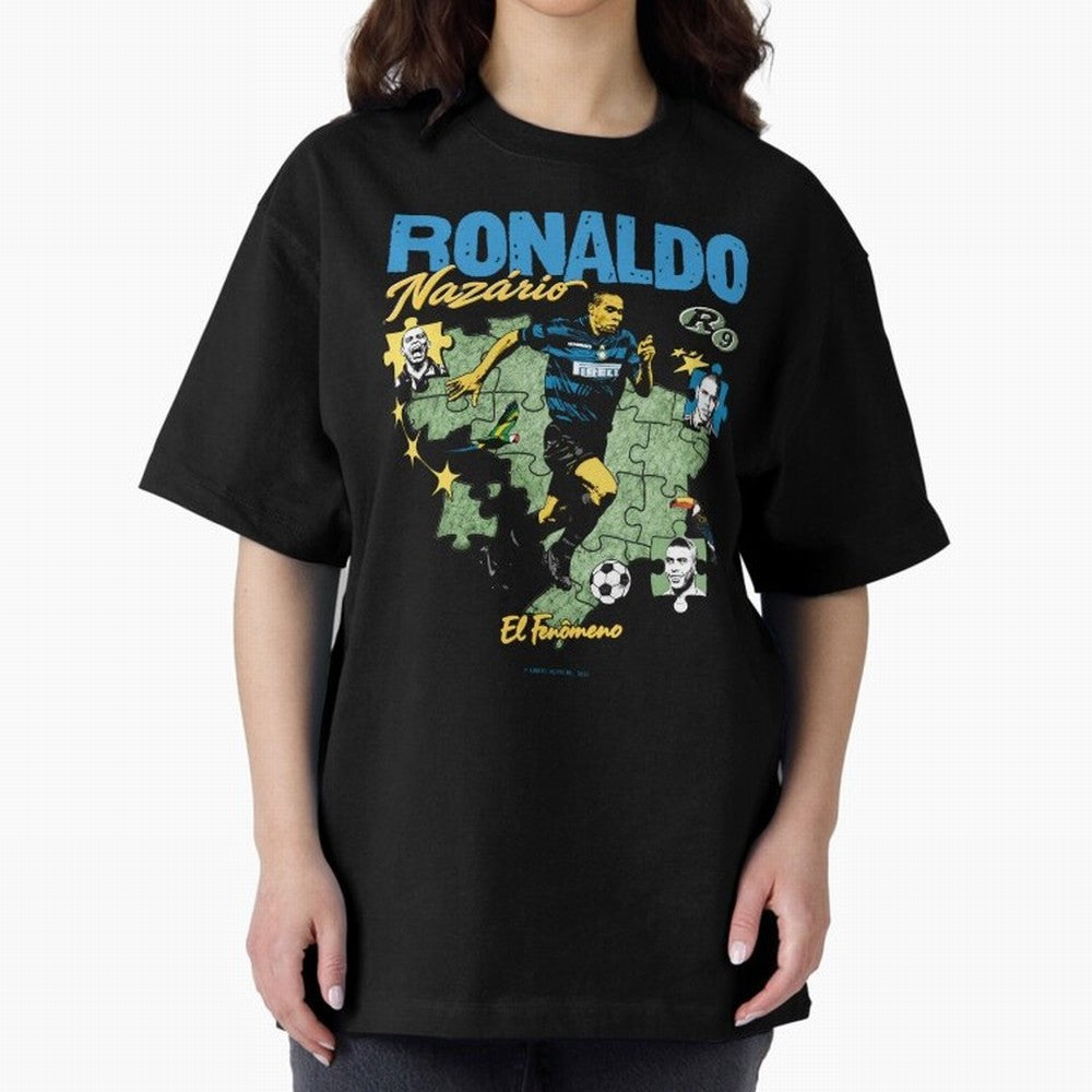 R9 Ronaldo Nazario Retro Brazil Soccer Oversized T-Shirt Join the Countdown to the FIFA World Cup 2026 USA Canada Mexico Journey through Cristiano Ronaldo Highlights, England Pride, Vintage Soccer Flavor, Modern Football Stars, National Flags and