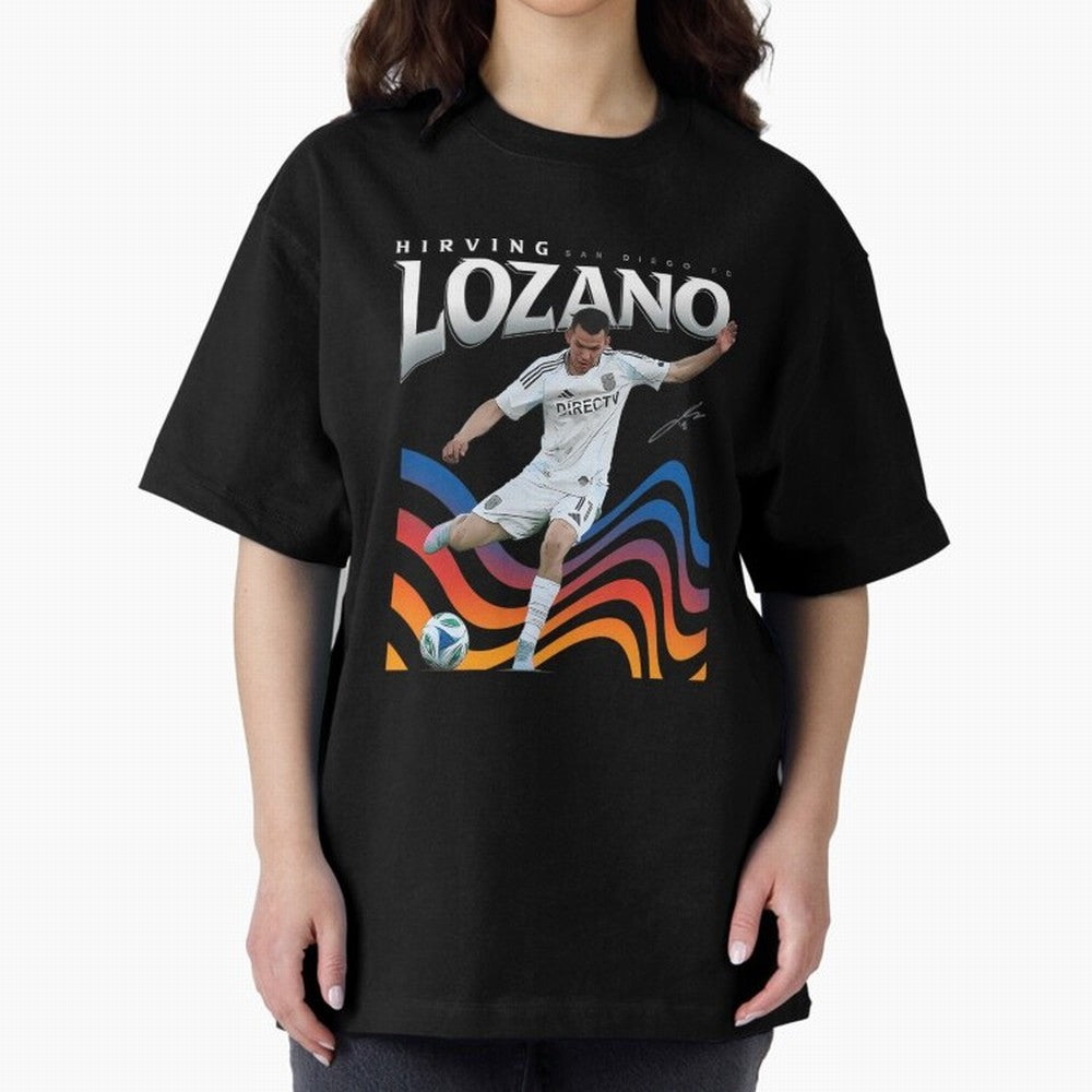 Hirving Lozano San Diego Fc Oversized T-Shirt Join the Global Buzz around FIFA World Cup 2026 USA Canada Mexico Celebrating Messi, CR7 and Mbappe, England and Germany Energy, Vintage Soccer Flavor, Modern Football Stars, National Flags and Final