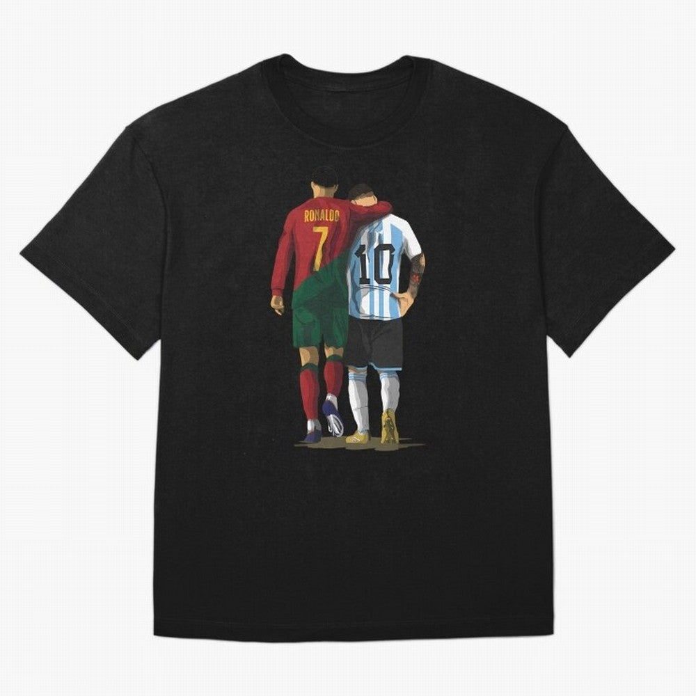 Messi Ronaldo Chit Chat Illustration Oversized T-Shirt Feel the Roar of Match Day Hype around FIFA World Cup 2026, Neymar, Haaland and Cristiano Ronaldo, Netherlands, Retro Football Energy, Iconic Rivalries, Trophy Chase Drama and Stadium