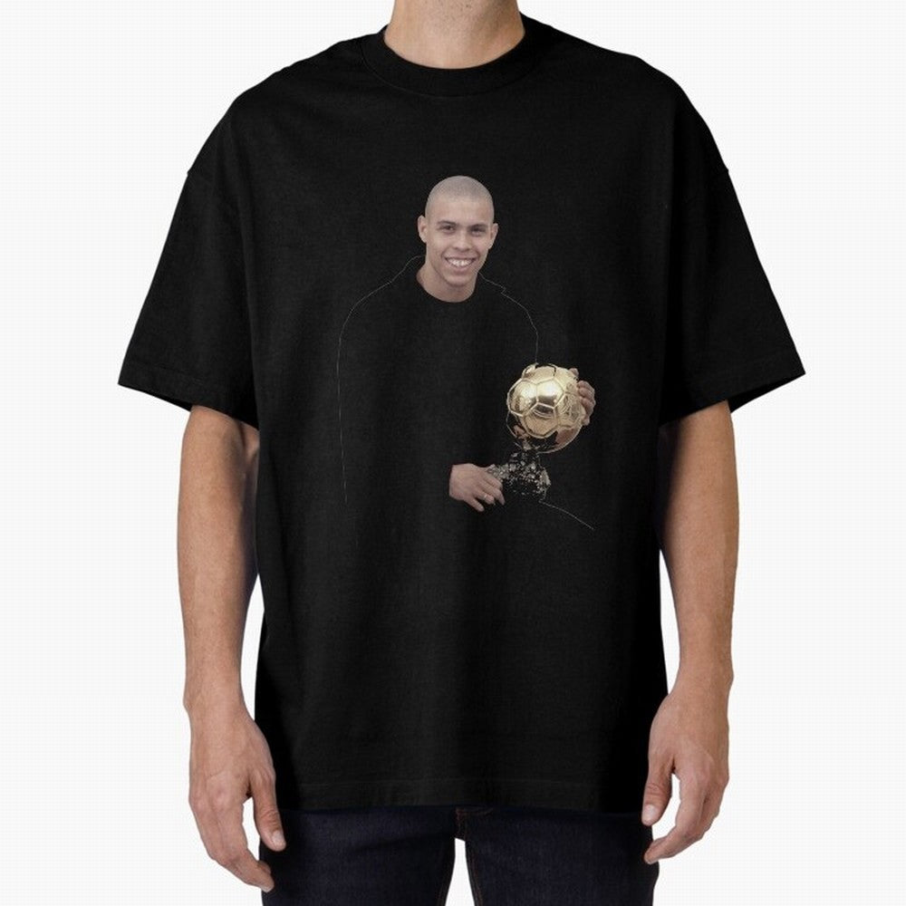Ronaldo Iconic Ballon d¡¯Or Football Art Oversized T-Shirt Remember FIFA World Cup 2026 Group Stage for Fans of Messi and Cristiano Ronaldo and England, France and Netherlands, Bringing Retro Football Energy, Iconic Rivalries, Trophy Chase Drama